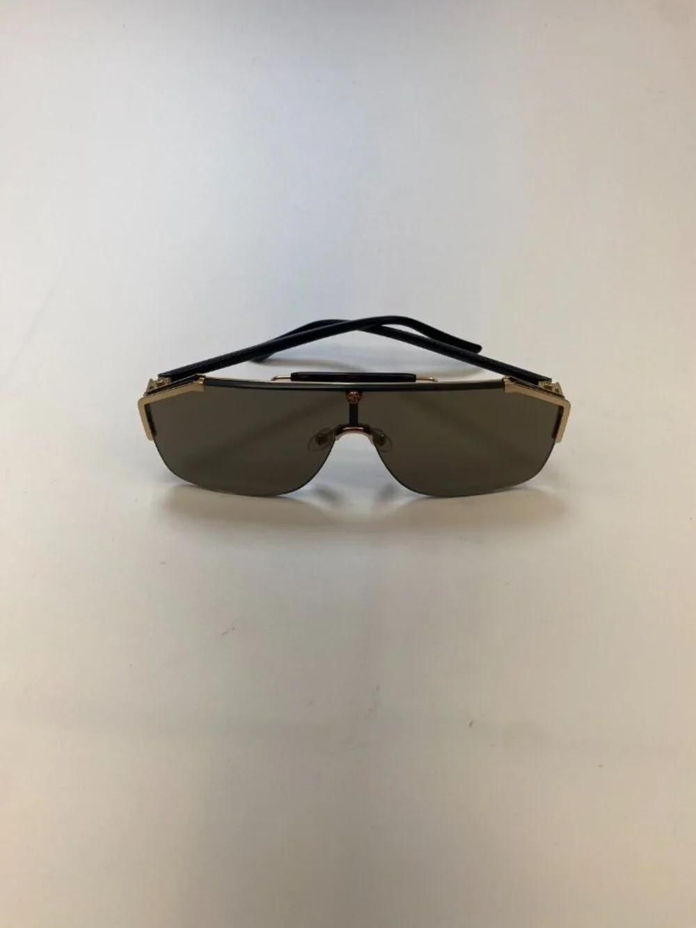 Gucci Womens Brown Sqyare Oversized Gold Frameless 62MM Shield Sunglasses